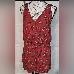 Apdorable Deep Red Patterned Women's Romper Large Offers Always Welcome